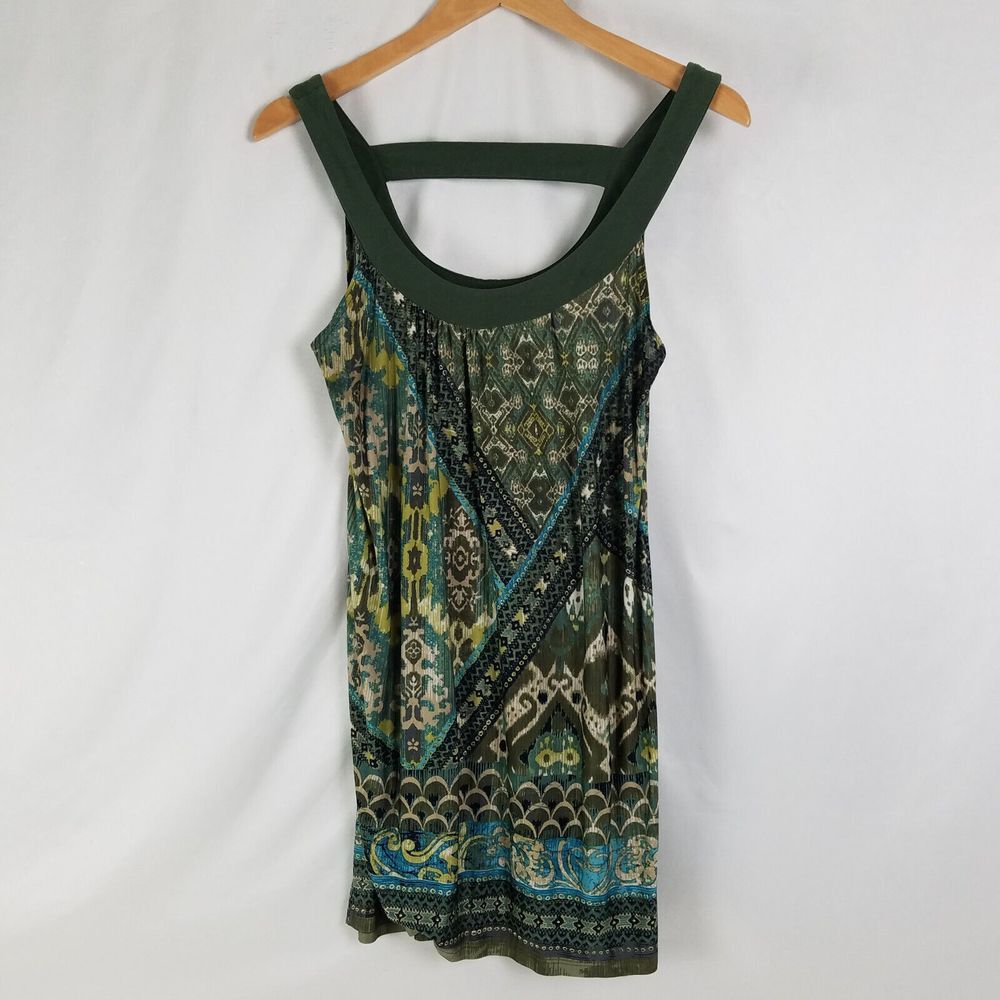 Mon Ami USA Shirt Juniors Large Green Top Sleeveles Wide Strap Scoop Neck Blouse